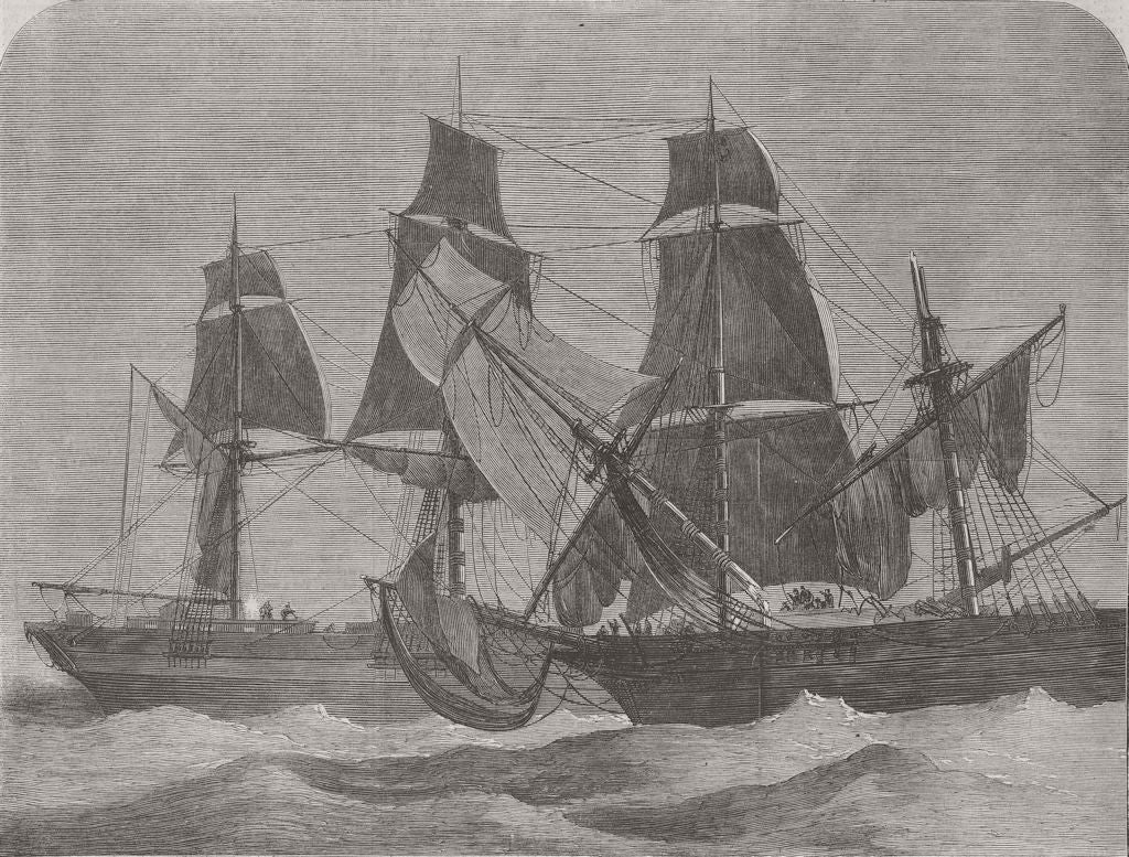 CORNWALL. Cherubim crash with Ocean Home, Land's End 1856 old antique print